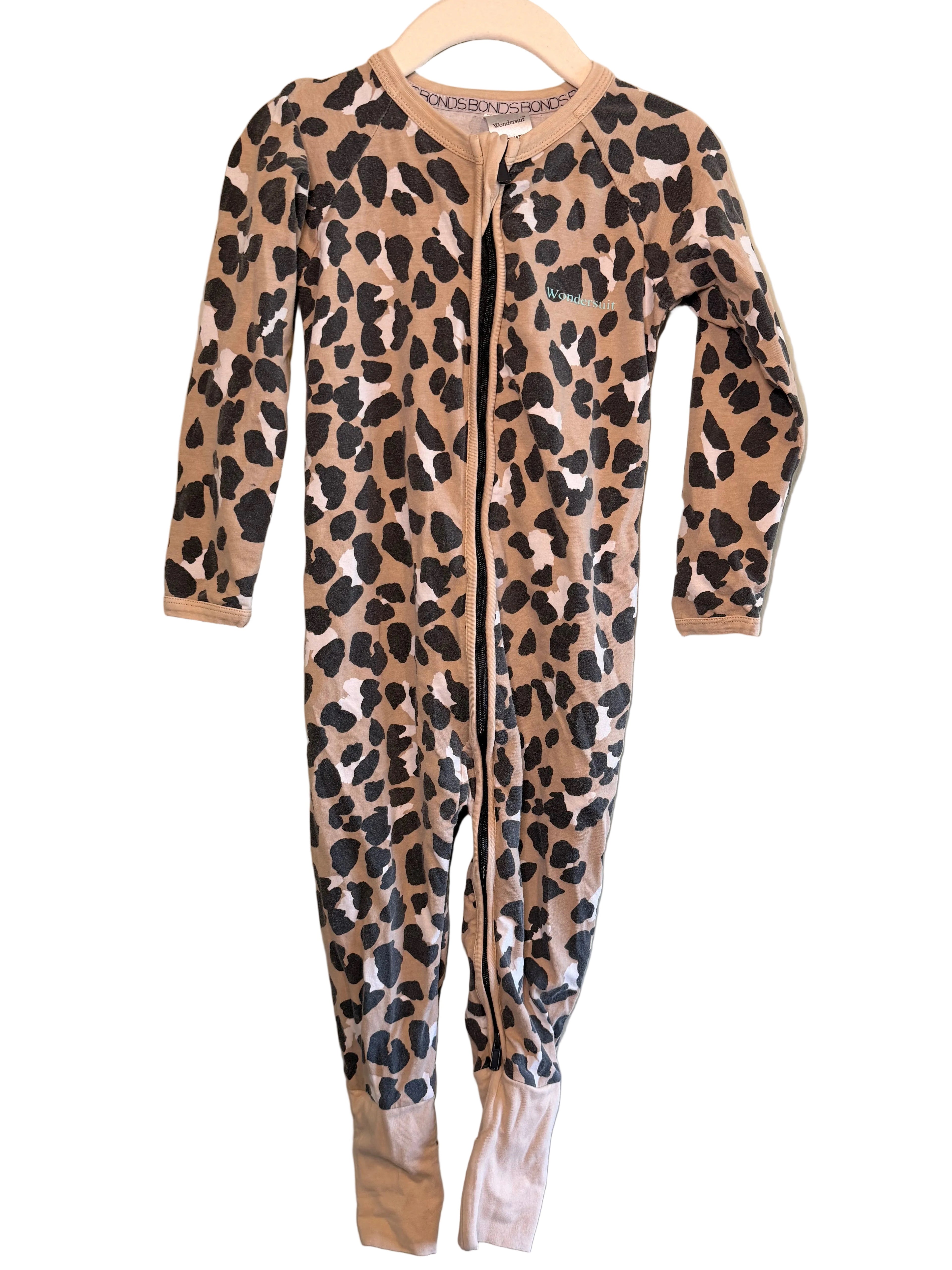 Bonds Wondersuit – Leopard Print Zip Romper – Size 2 (18-24 months)