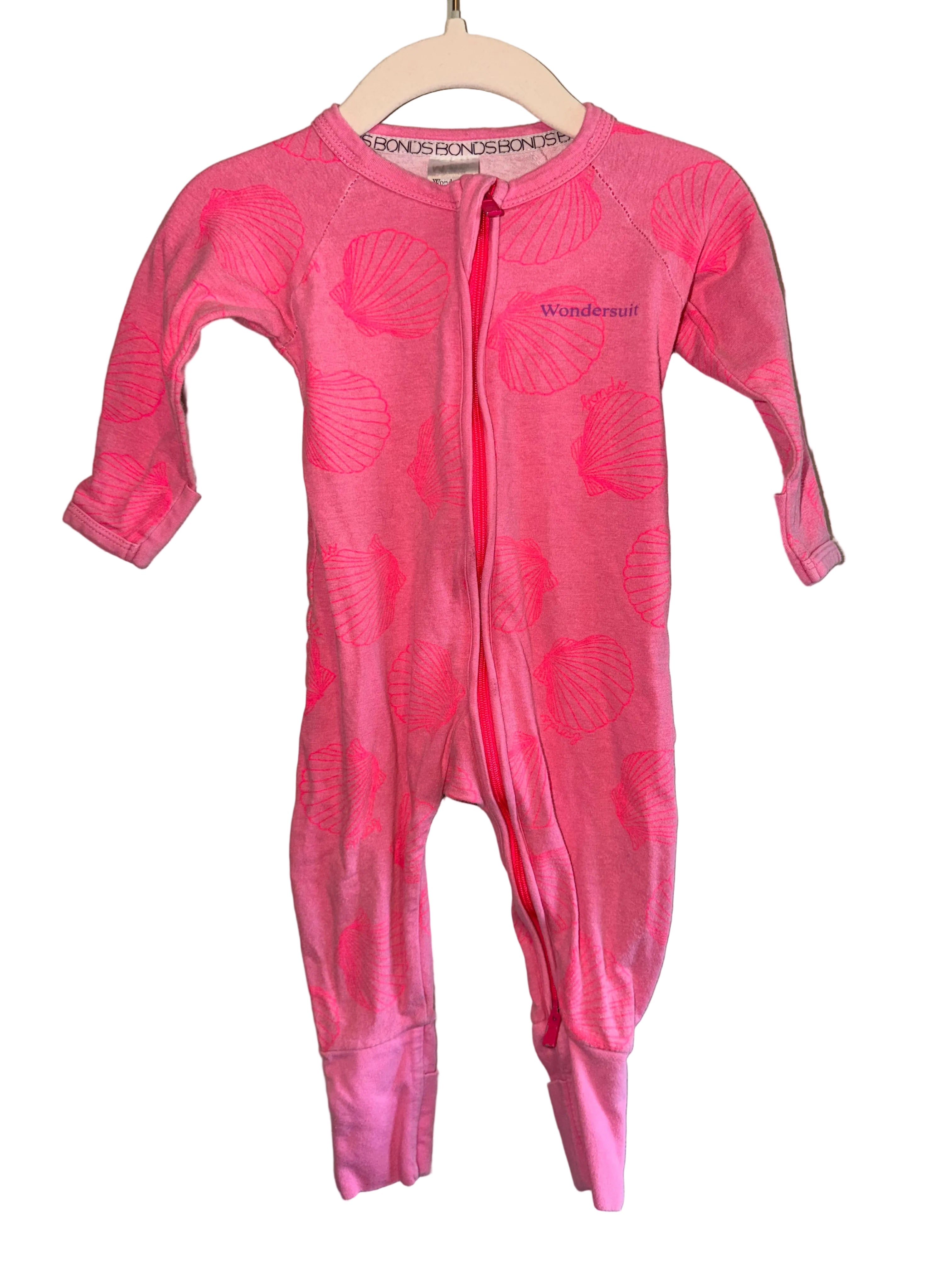 Bonds Wondersuit – Pink Seashell Zip Romper – Size 00 (3-6 Months)