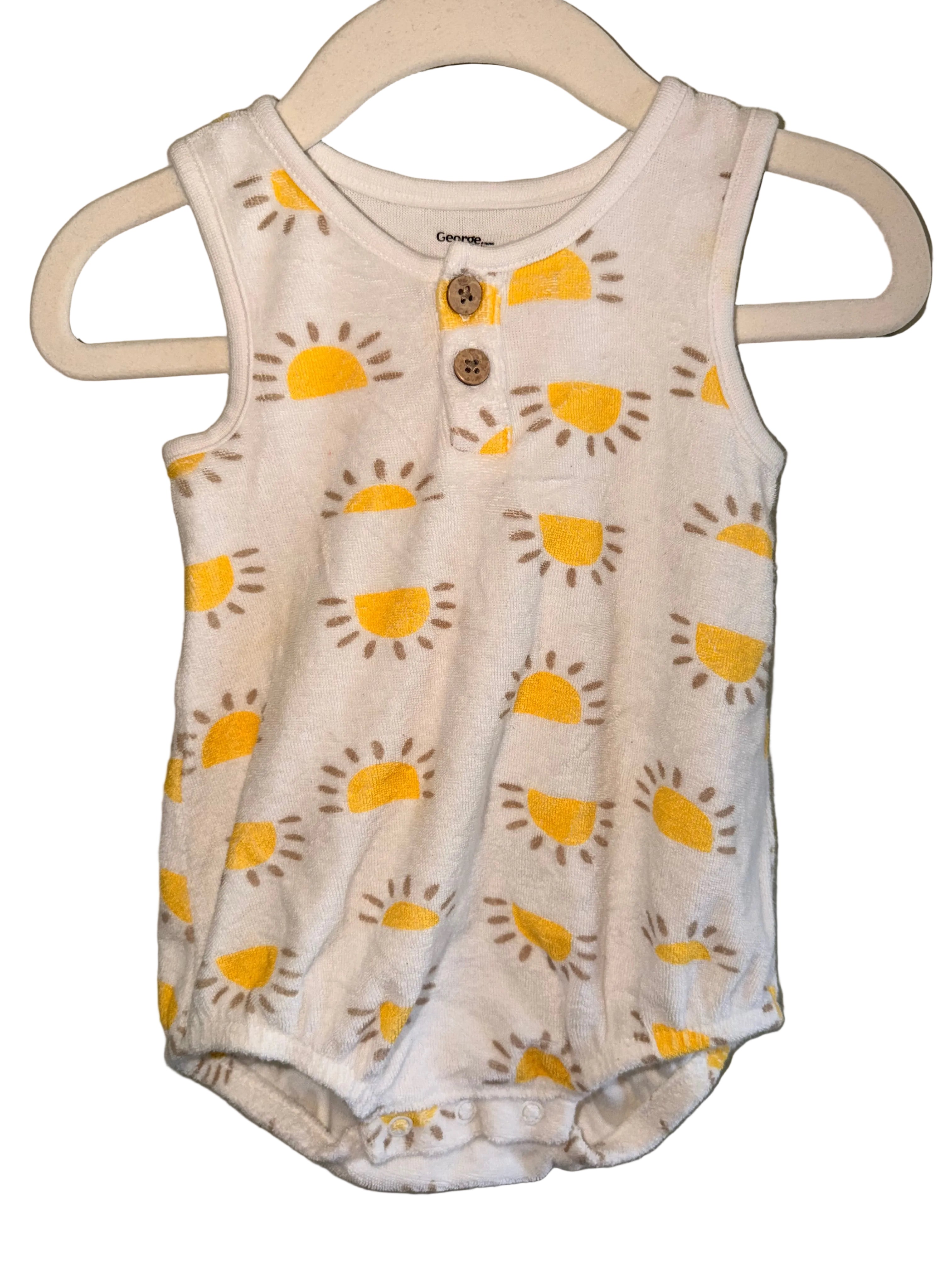George Baby – Sunshine Terry Cloth Bubble Romper – 3–6 Months