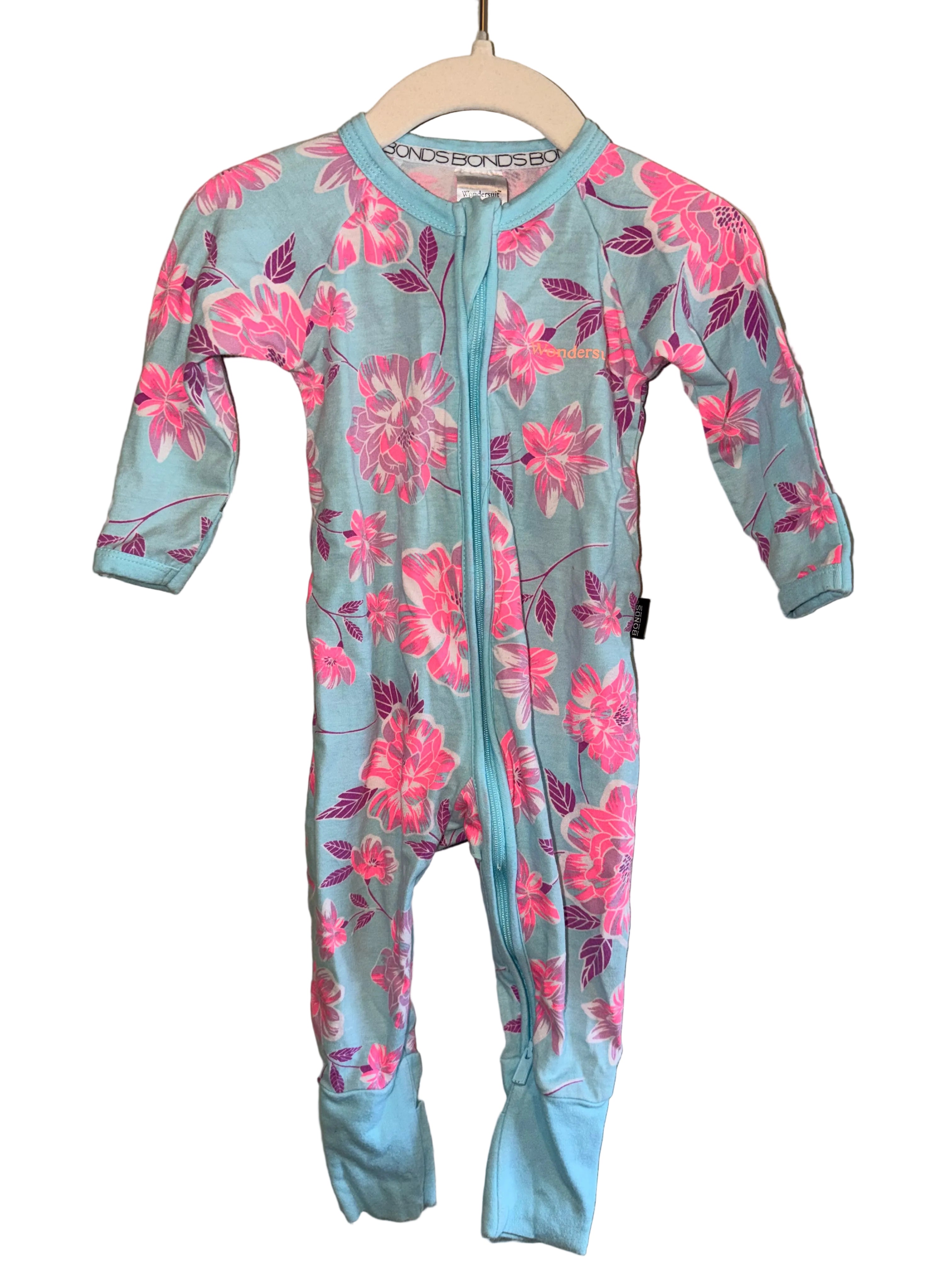 Bonds Wondersuit Floral Zip Sleeper – Size 00 (3–6 Months)