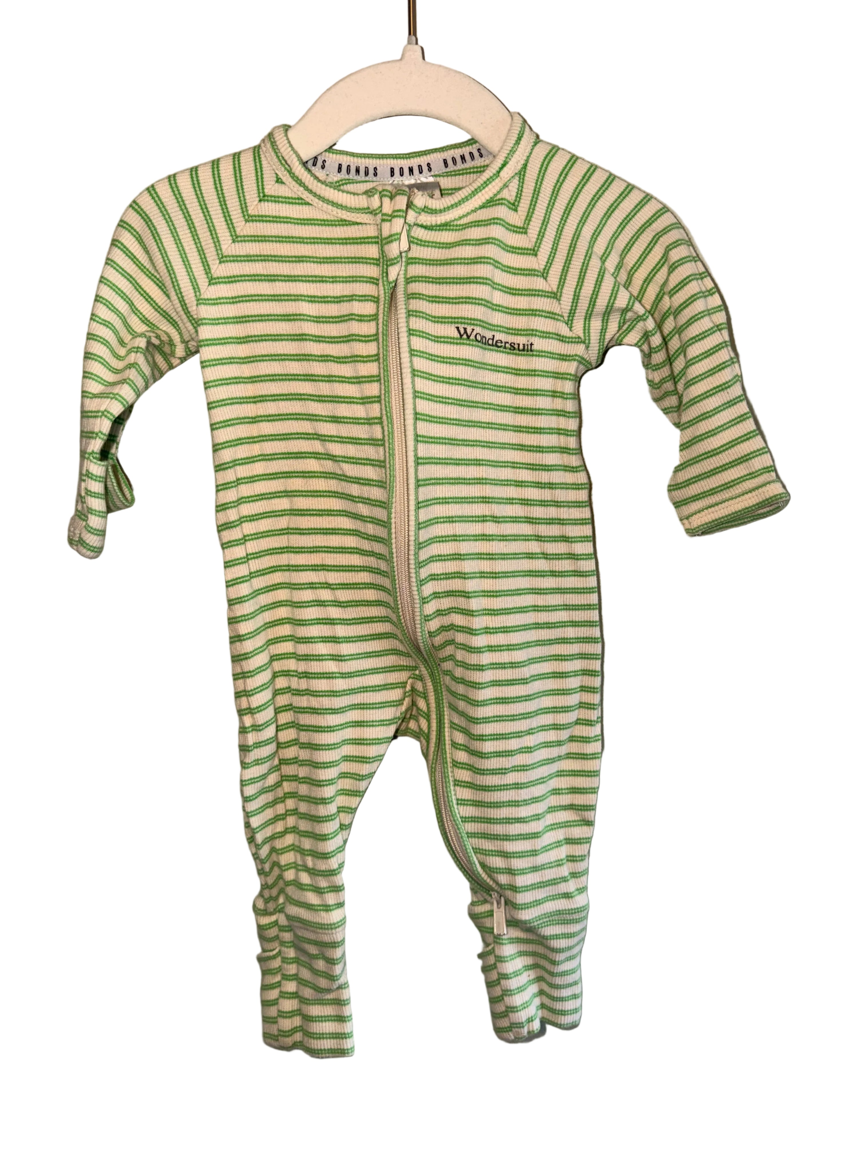 Bonds Wondersuit Ribbed Zip Sleeper – Size 000 (0–3 Months)