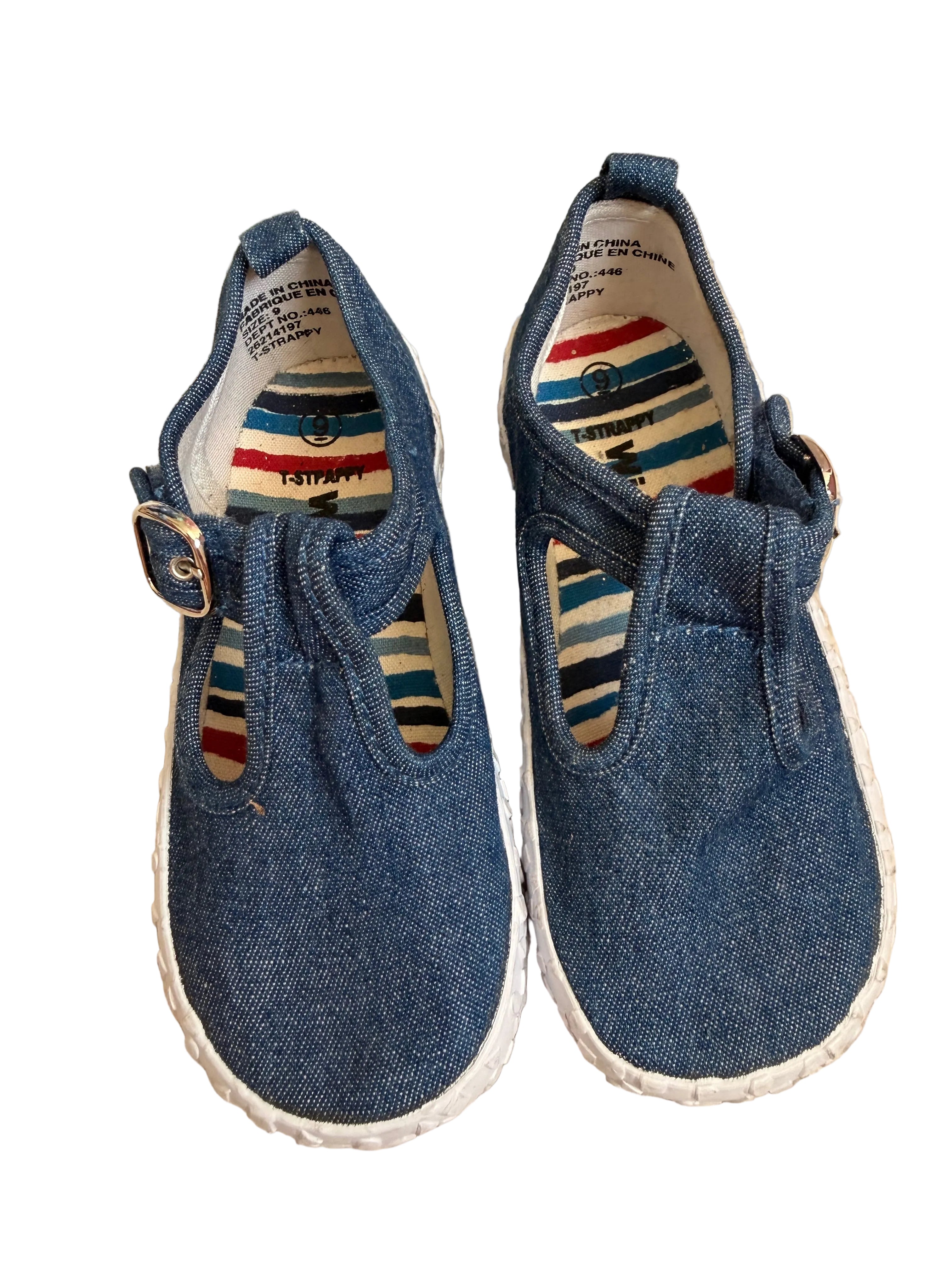 Mink Denim T-Strap Shoes – Size 9