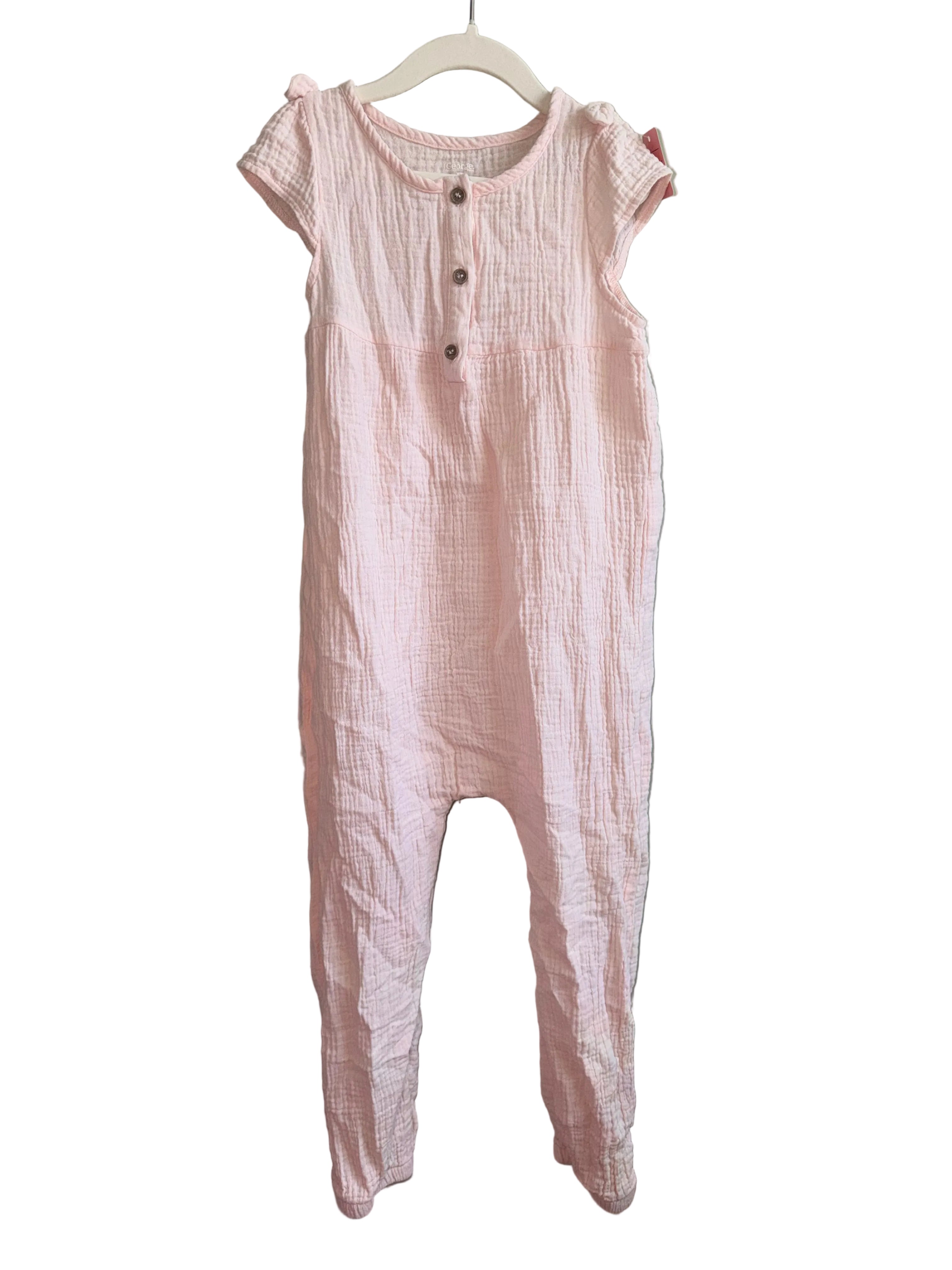 George Pink Cotton Gauze Jumpsuit – Size 5T