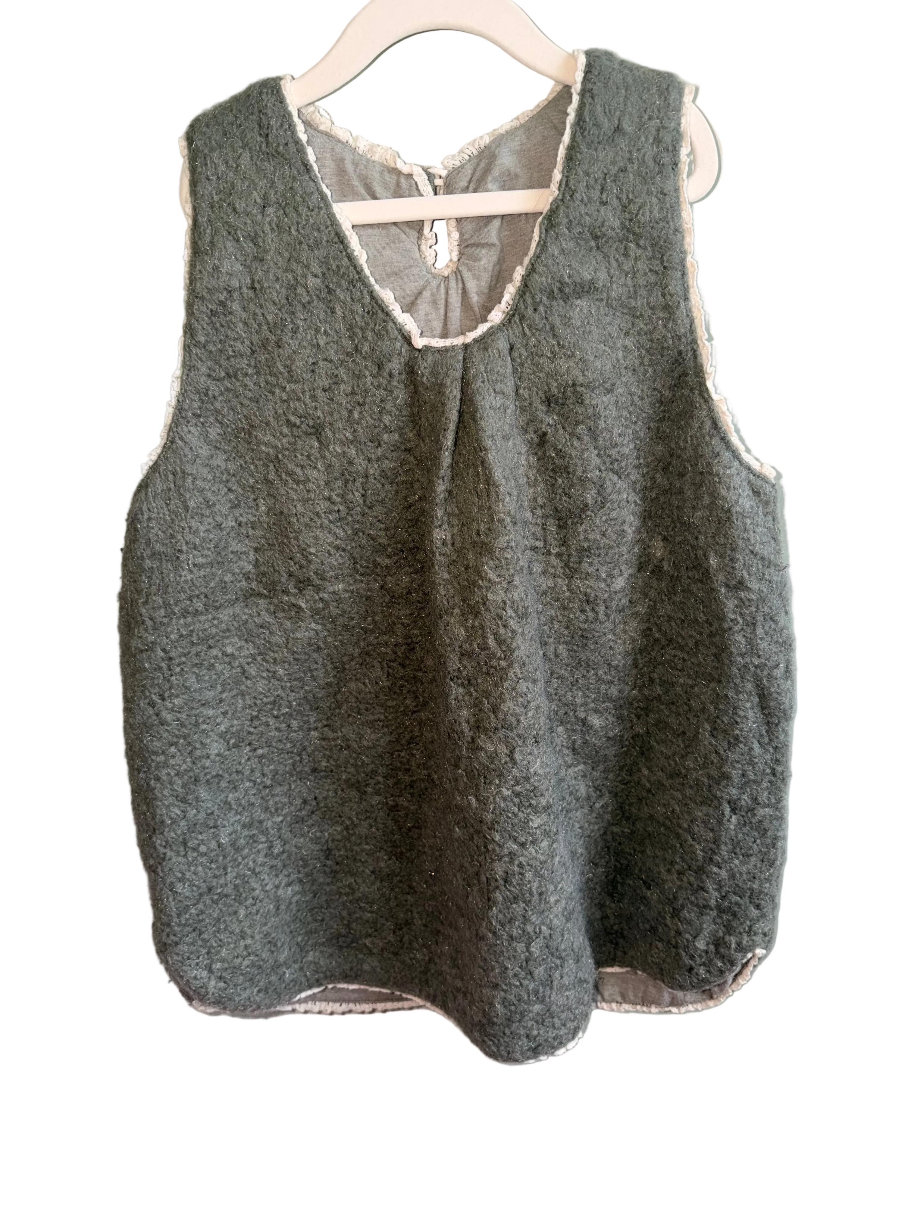 Cozy Charcoal Grey Fleece Vest – Size 5/6