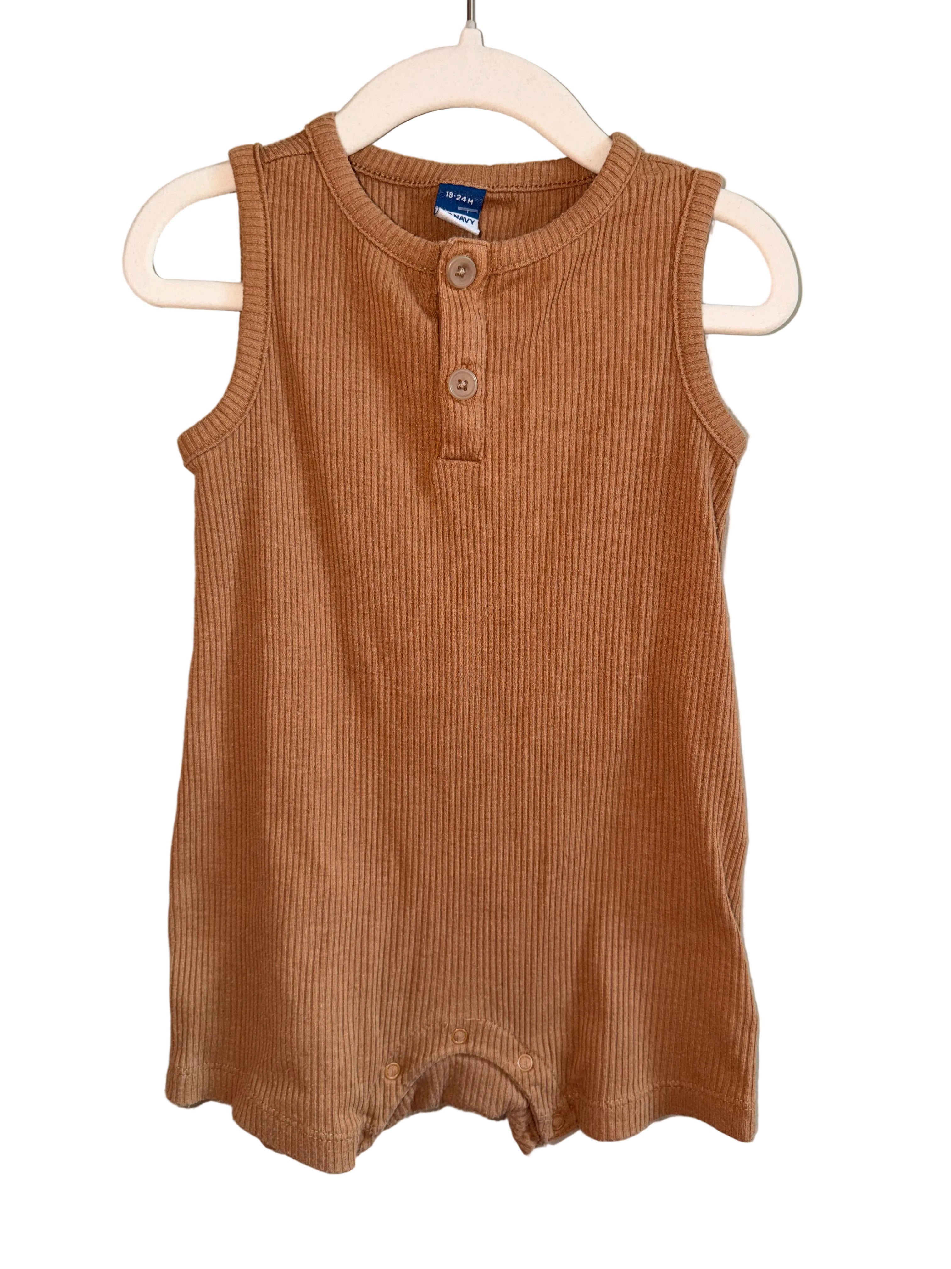 Old Navy Ribbed Henley Romper – 18–24 Months