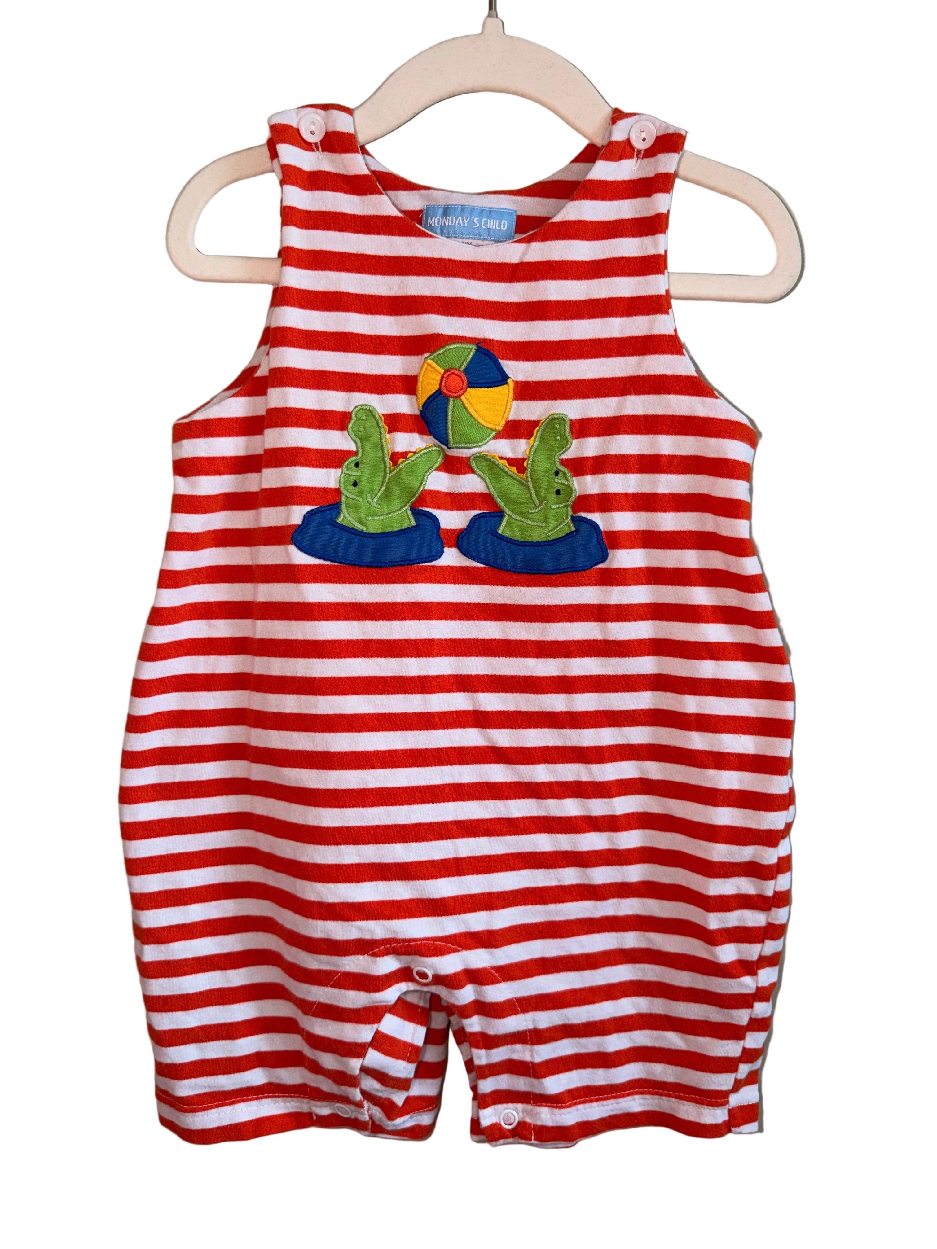 Monday's Child Alligator Striped Romper – 24M
