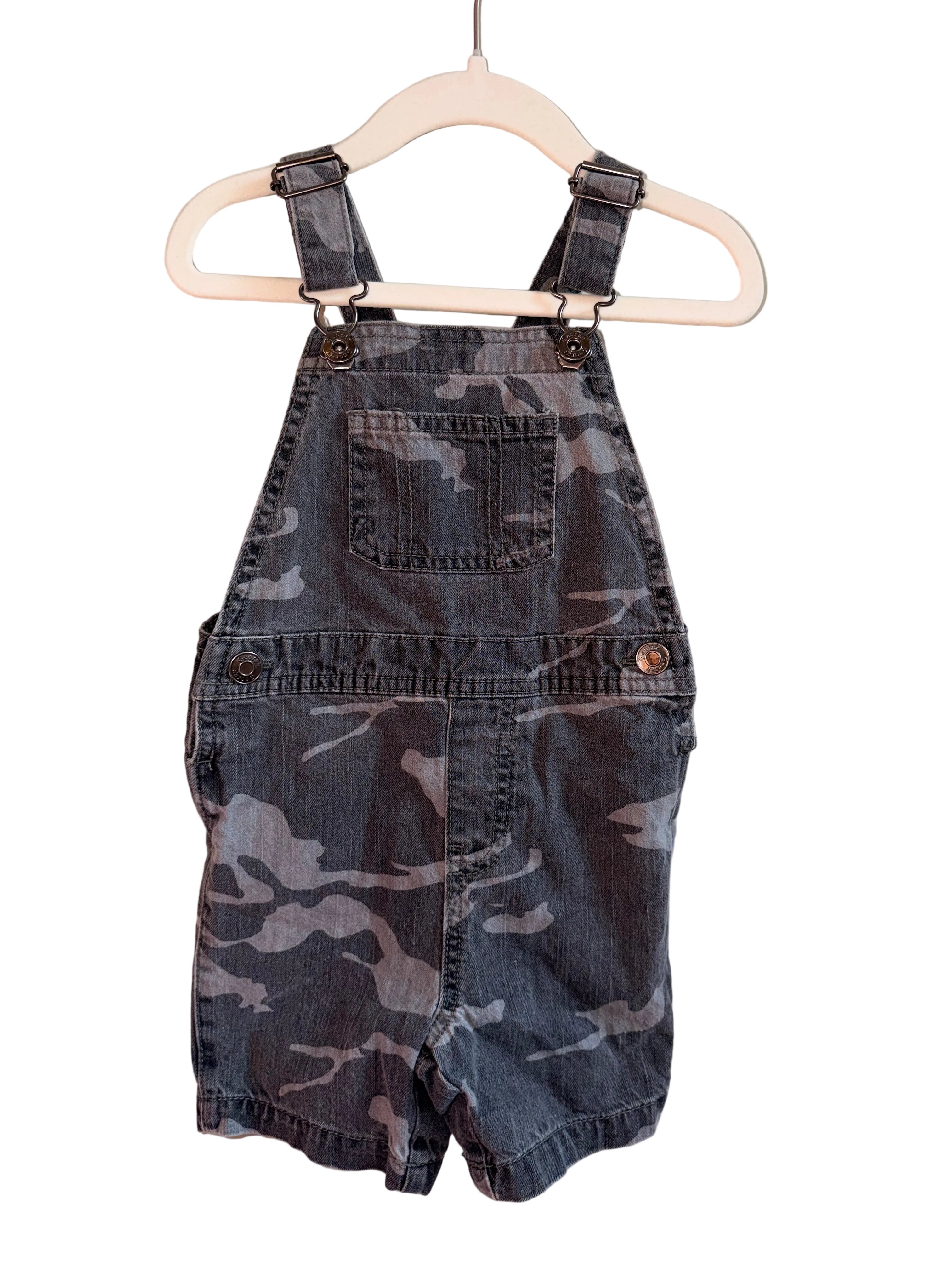 Zara Camo Denim Short Overalls – 2T