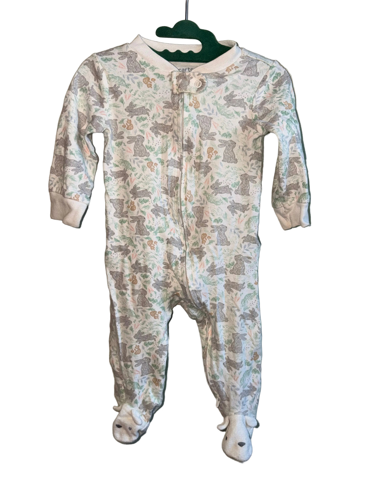 Carter’s Bunny Print Footed Sleeper – 6–9 Months