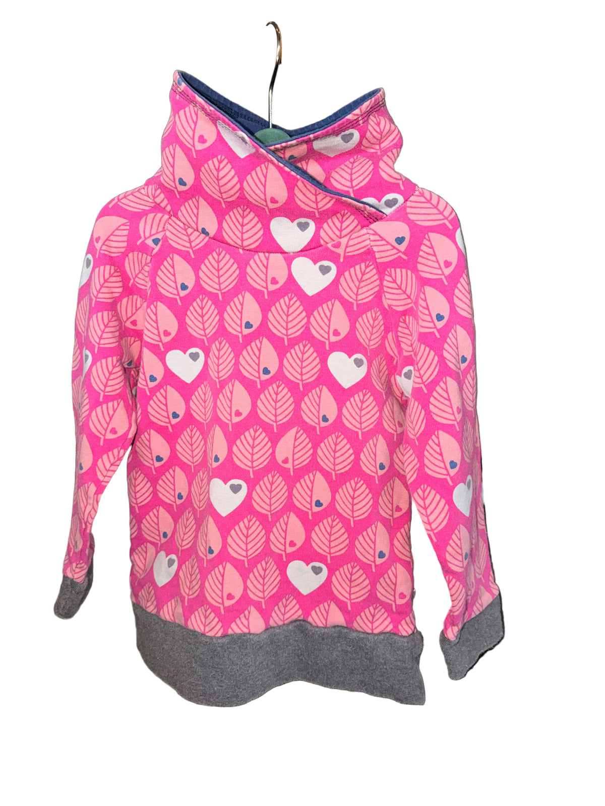 Pink & Grey Leaf Print Sweater – Size 2T
