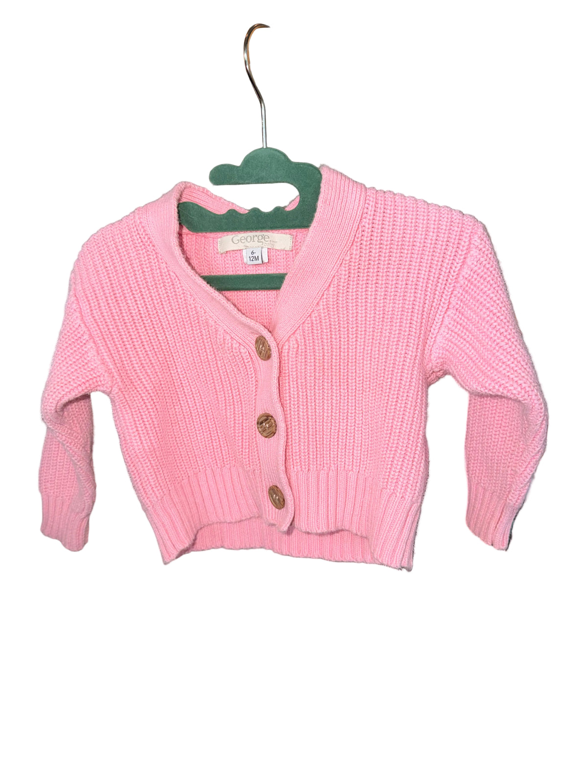 George Baby Pink Knit Cardigan – 6–12M