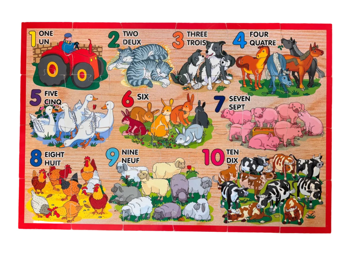 Wooden Farm Animal Number Puzzle