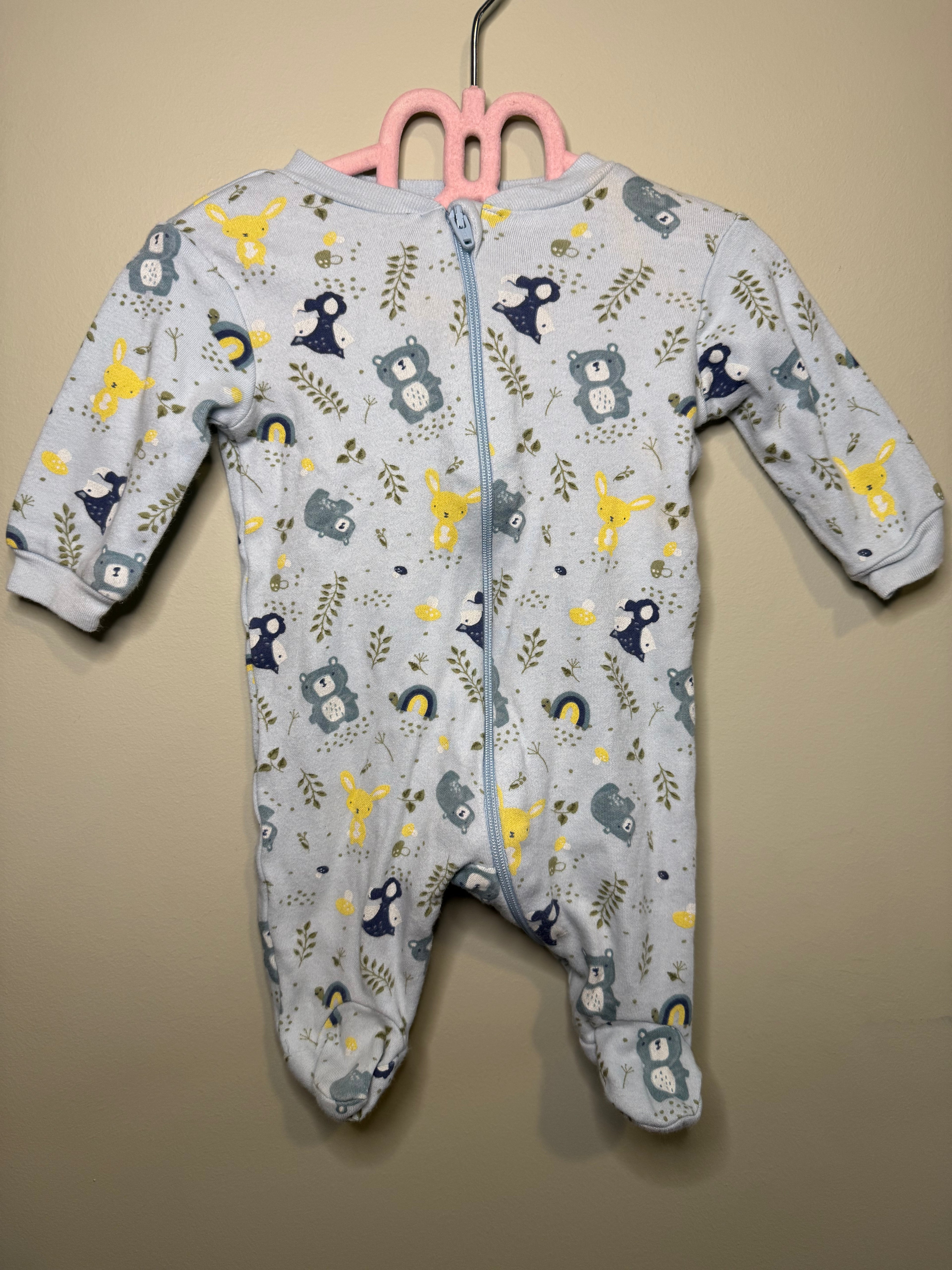 George Newborn Sleeper – Blue with Animal/Nature Pattern
