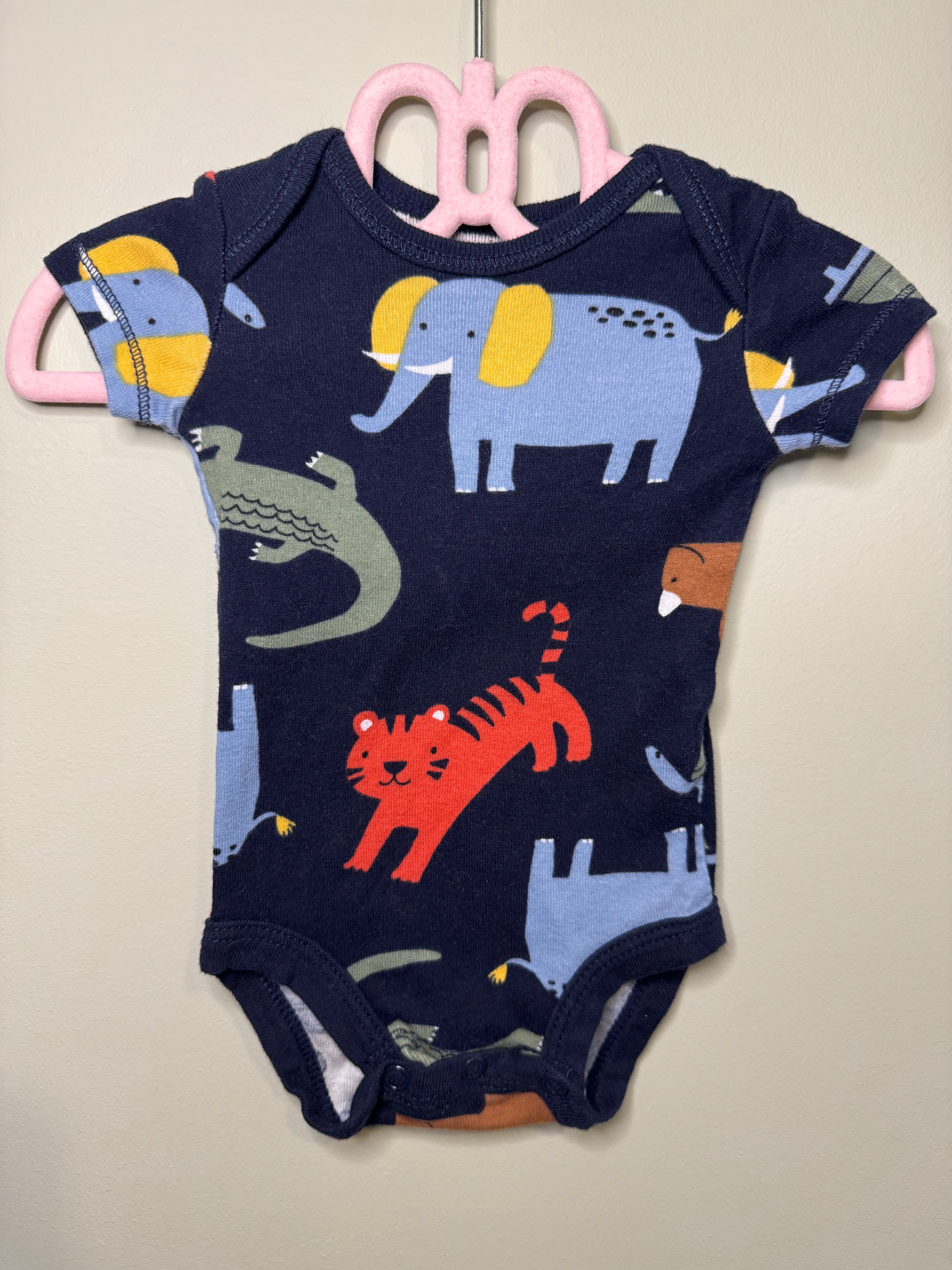 Carter’s Newborn T-Shirt Onesie – Navy with Animal Print