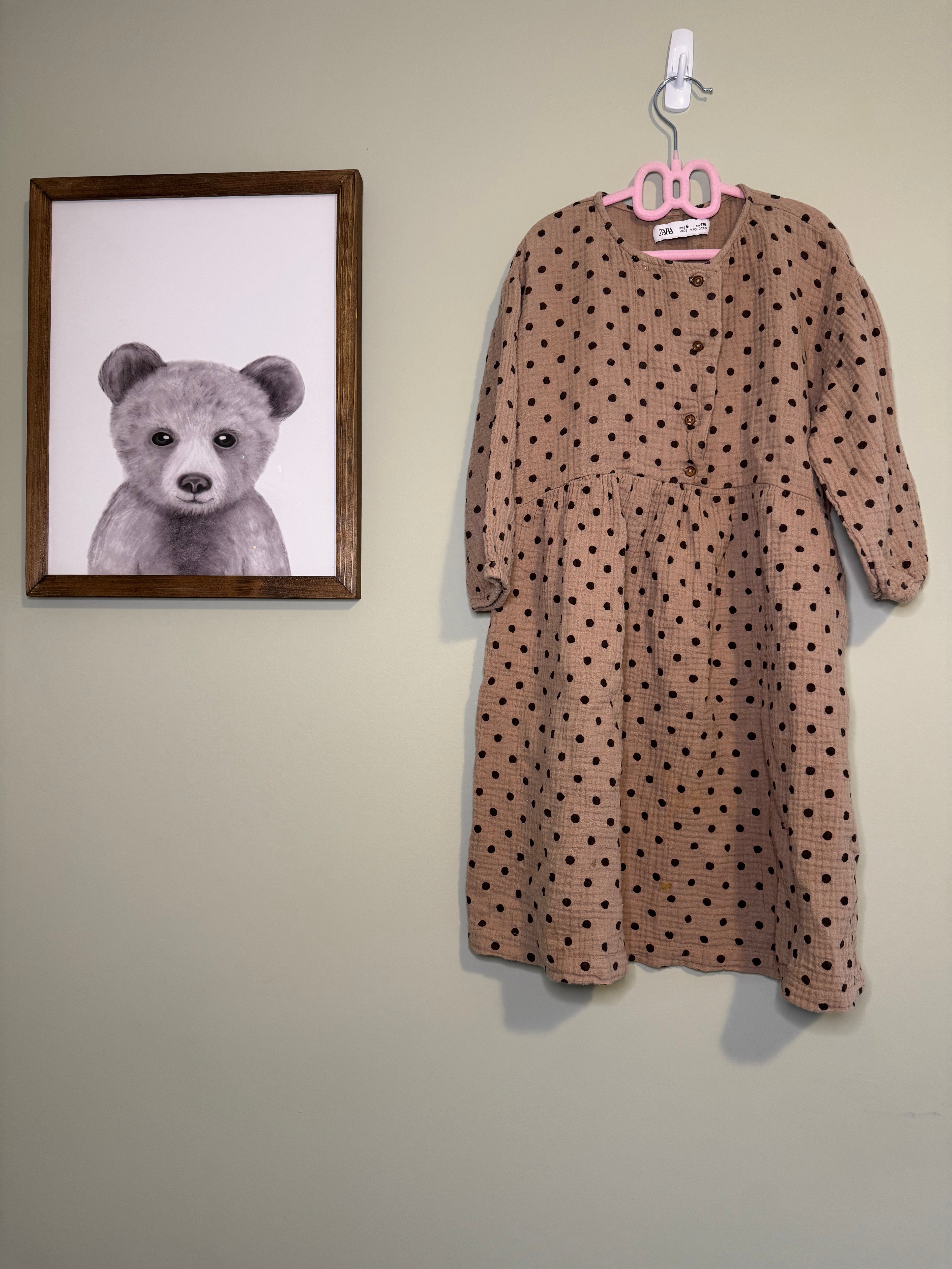 Zara Girls Long Sleeve Polka Dot Dress – Size 6
