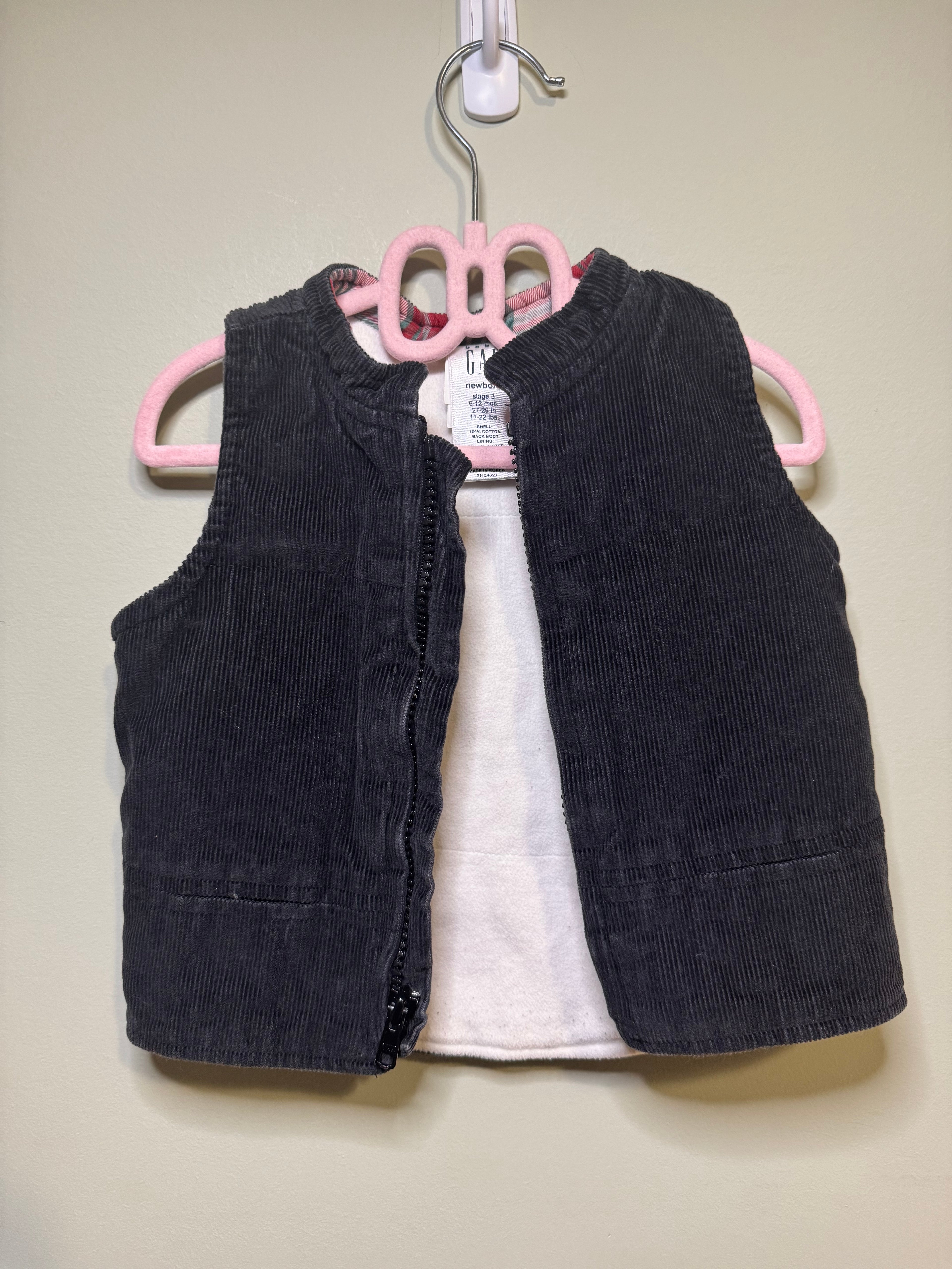 Black Corduroy Baby Vest – Size 6–12 Months