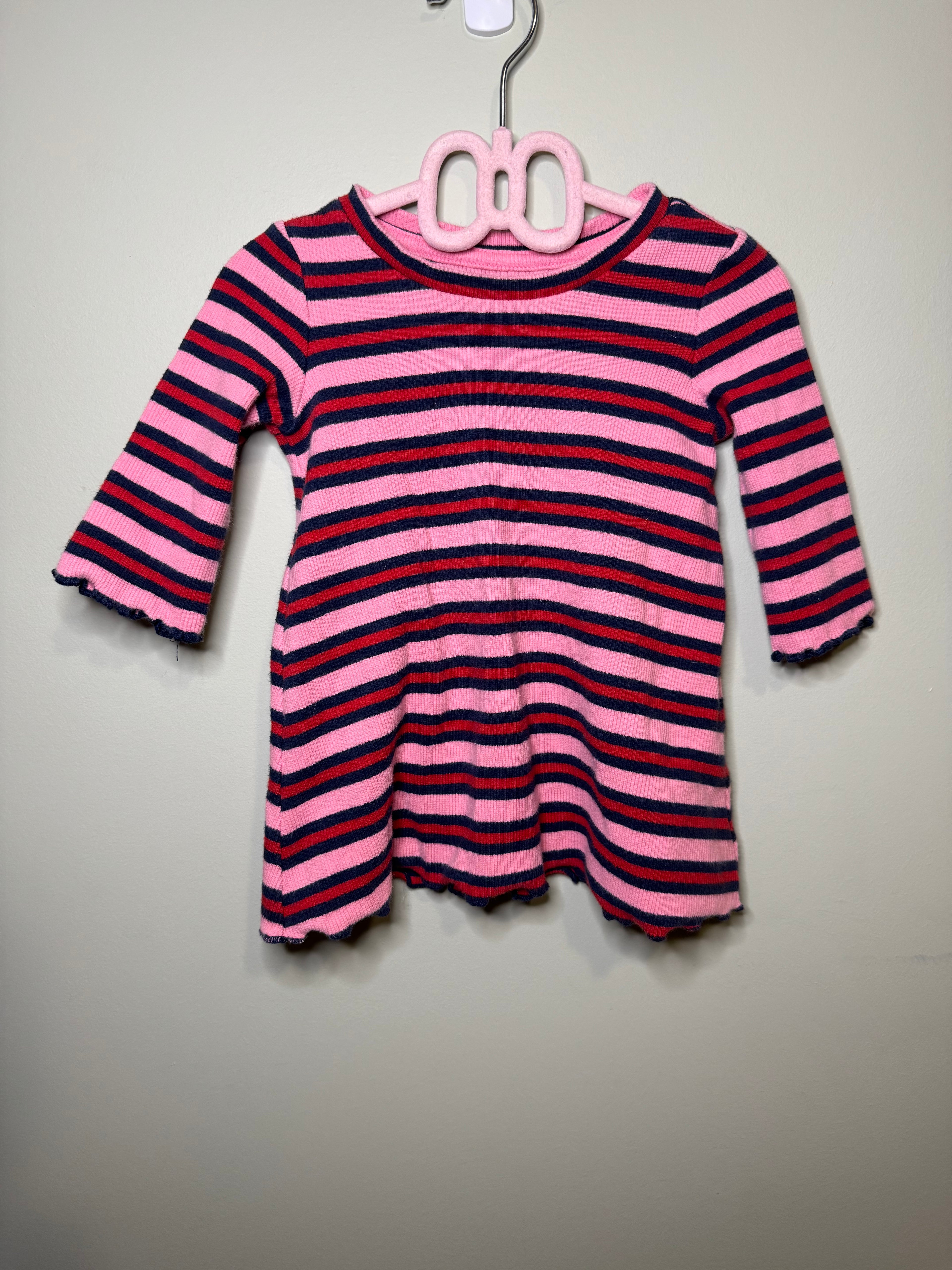 Gymboree Baby Dress – 3–6 Months, Pink, Red & Navy Stripes