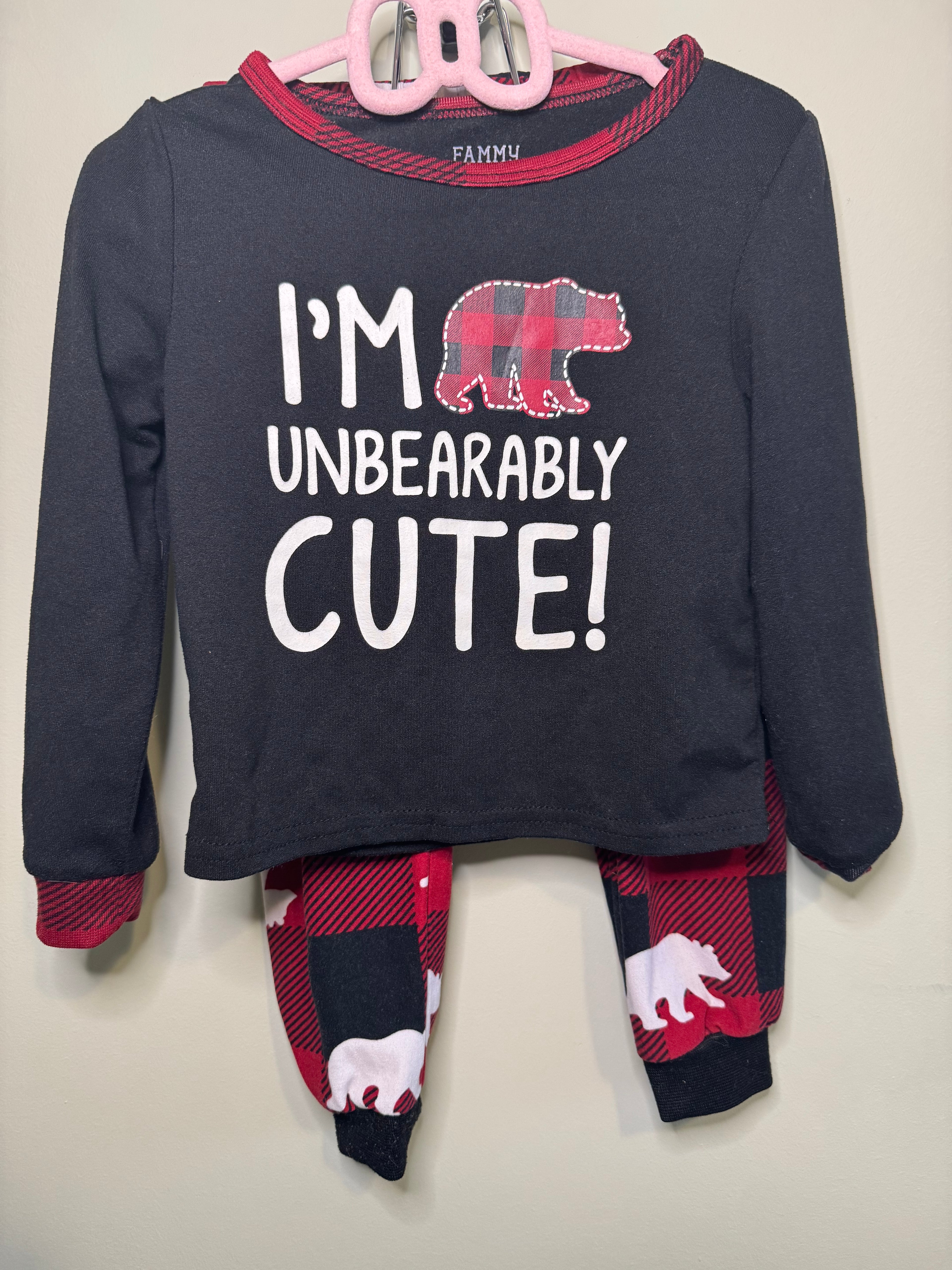 2-Piece Pajama Set (Plaid & Bear Print) – 12–18M