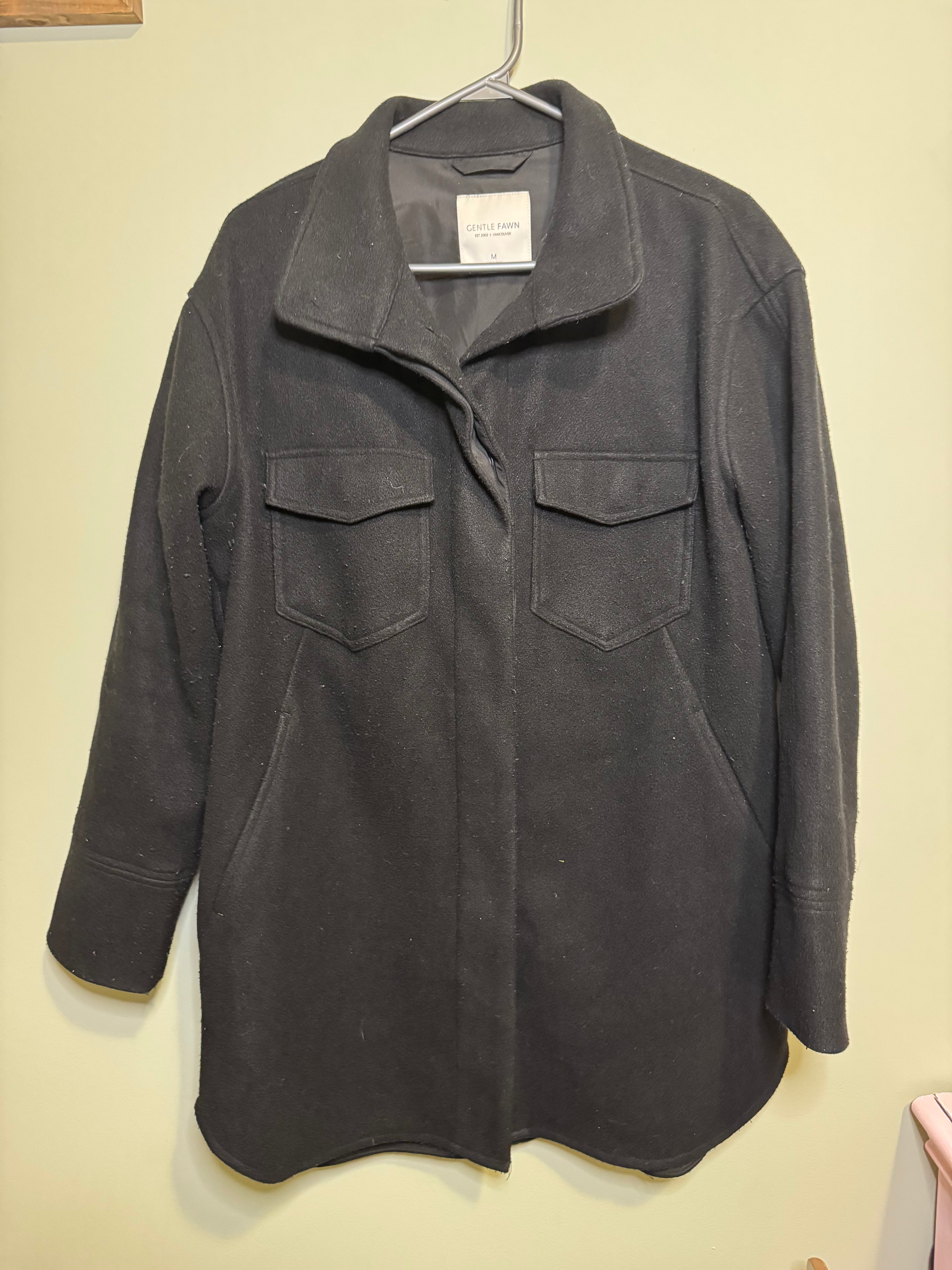 Gentle Fawn Wool Button‑Up Jacket — Women’s Medium