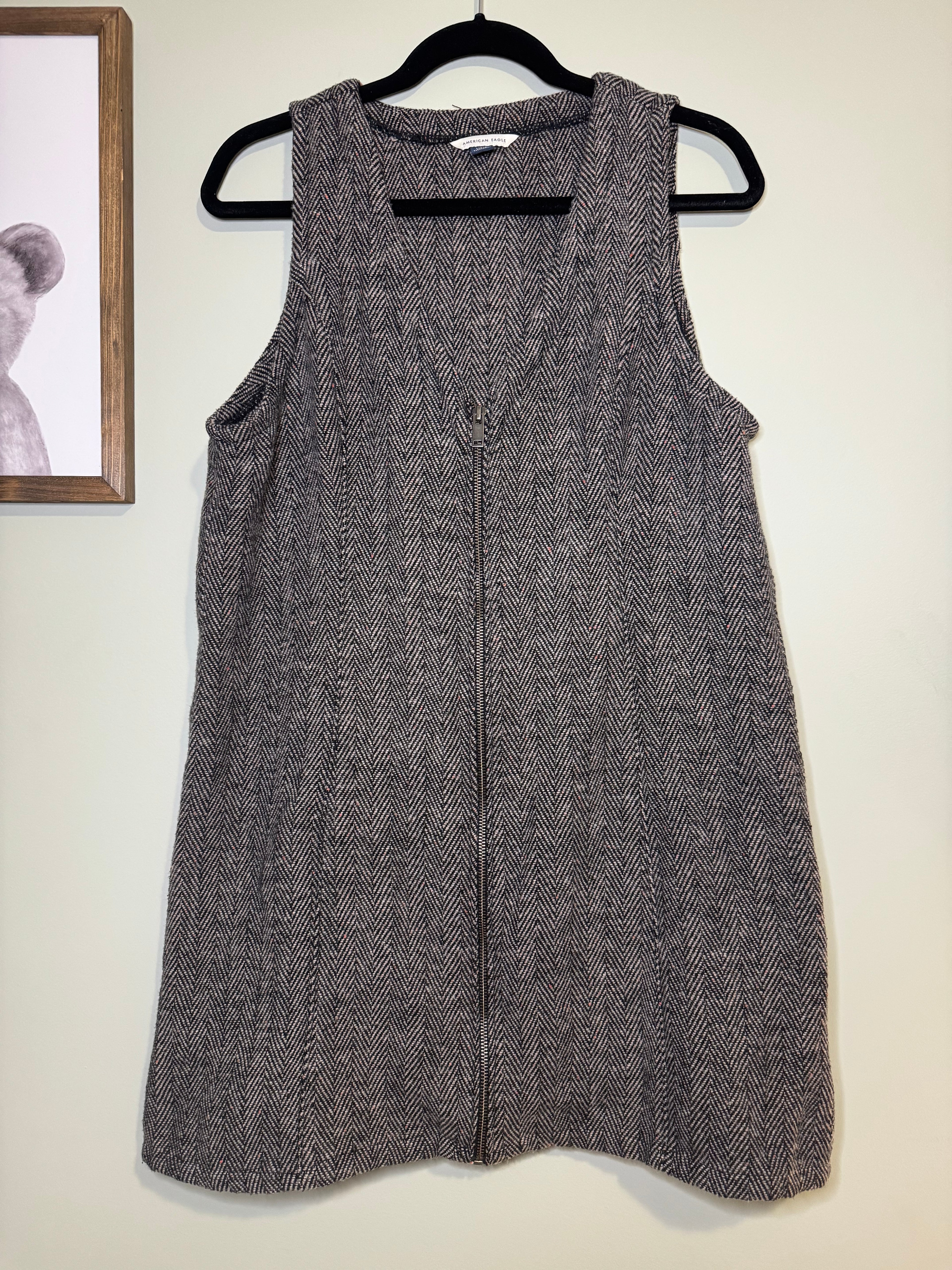 American Eagle – Herringbone Zip-Front Dress – L