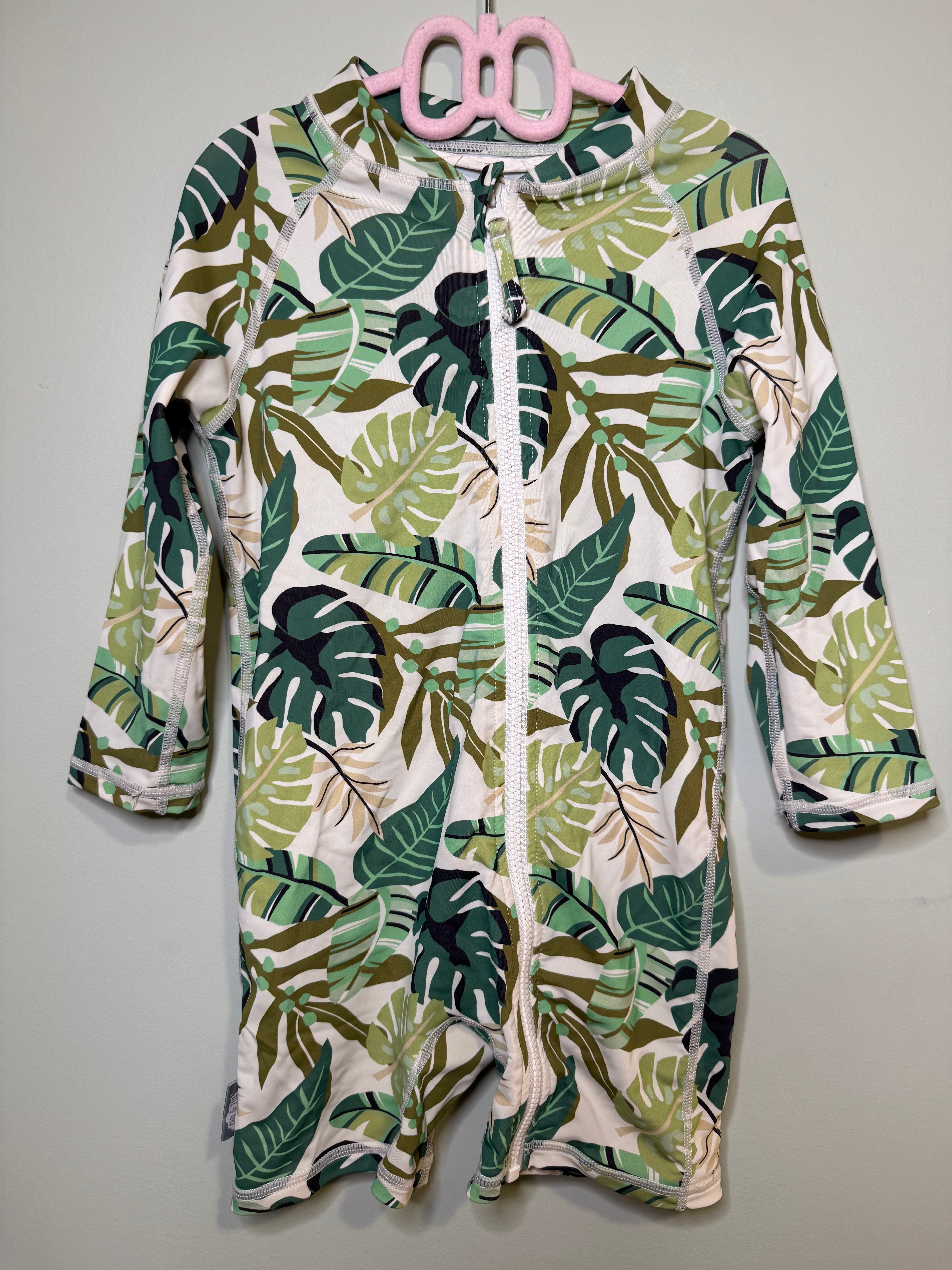 Jan & Jul – Long Sleeve Swimsuit (Tropical Print) – 2T