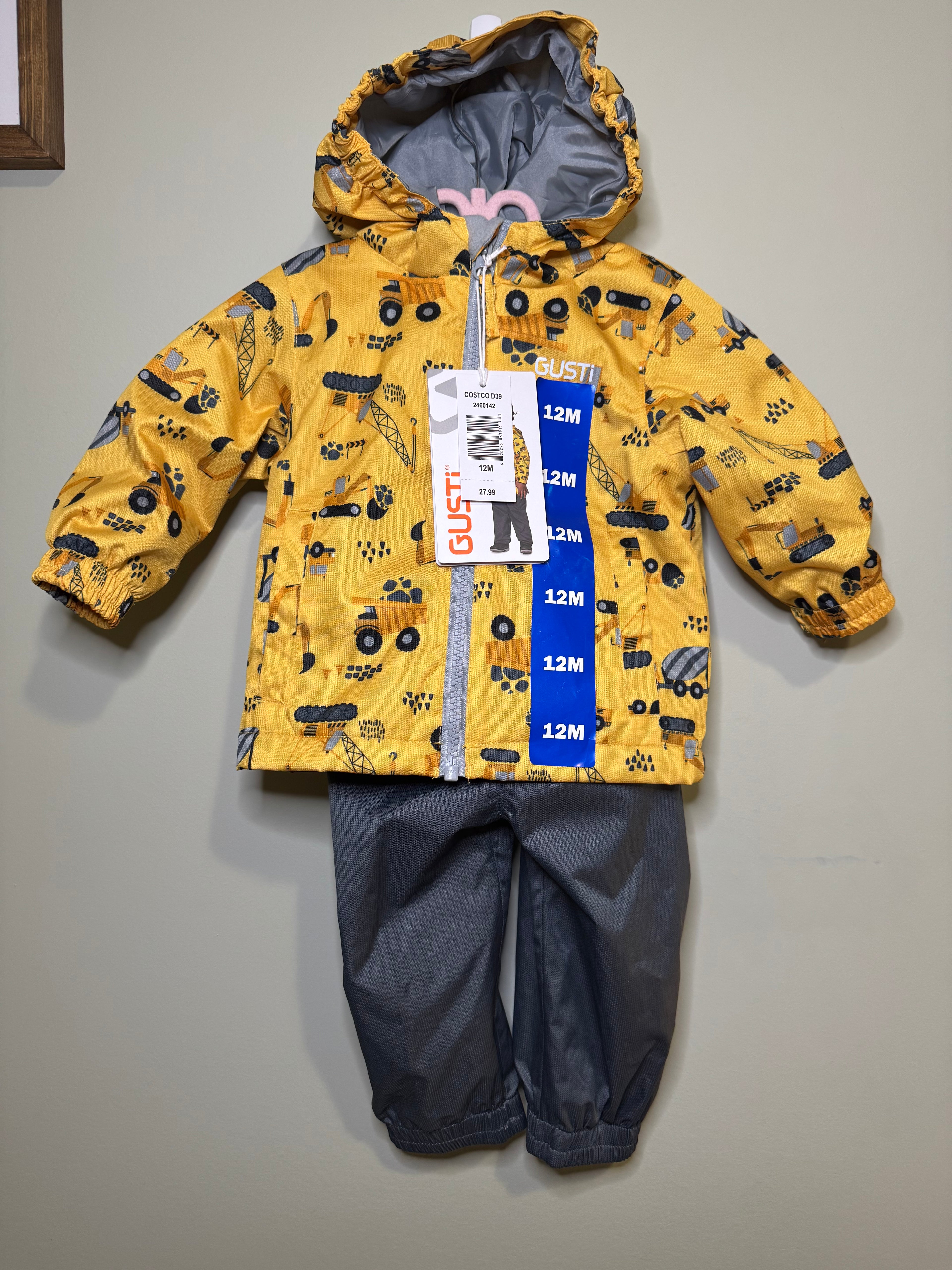 Gusti – 2-Piece Rain Suit (Construction Print) – 12M