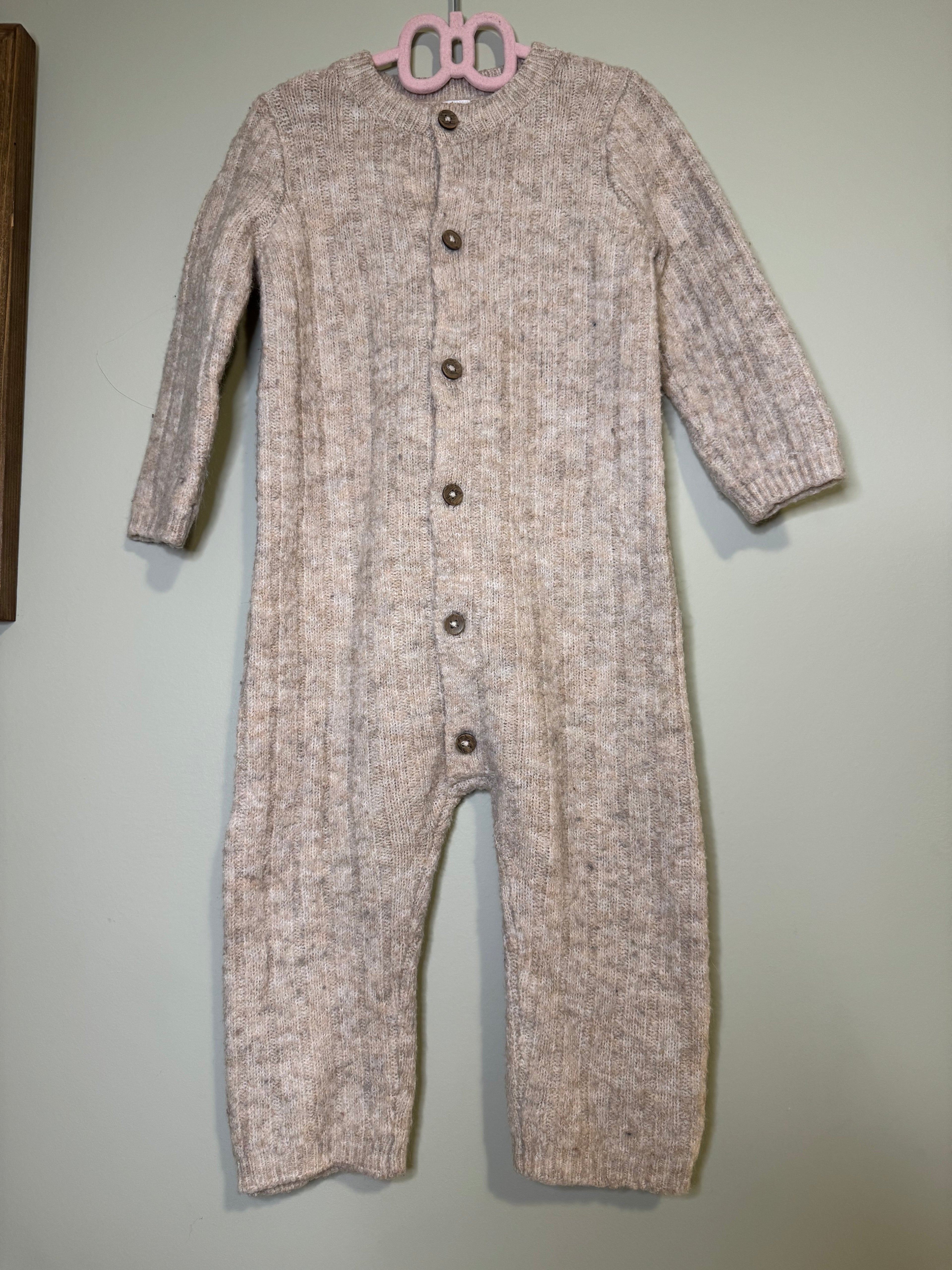 George – Knit Button-Up Romper (Oatmeal) – 18-24M