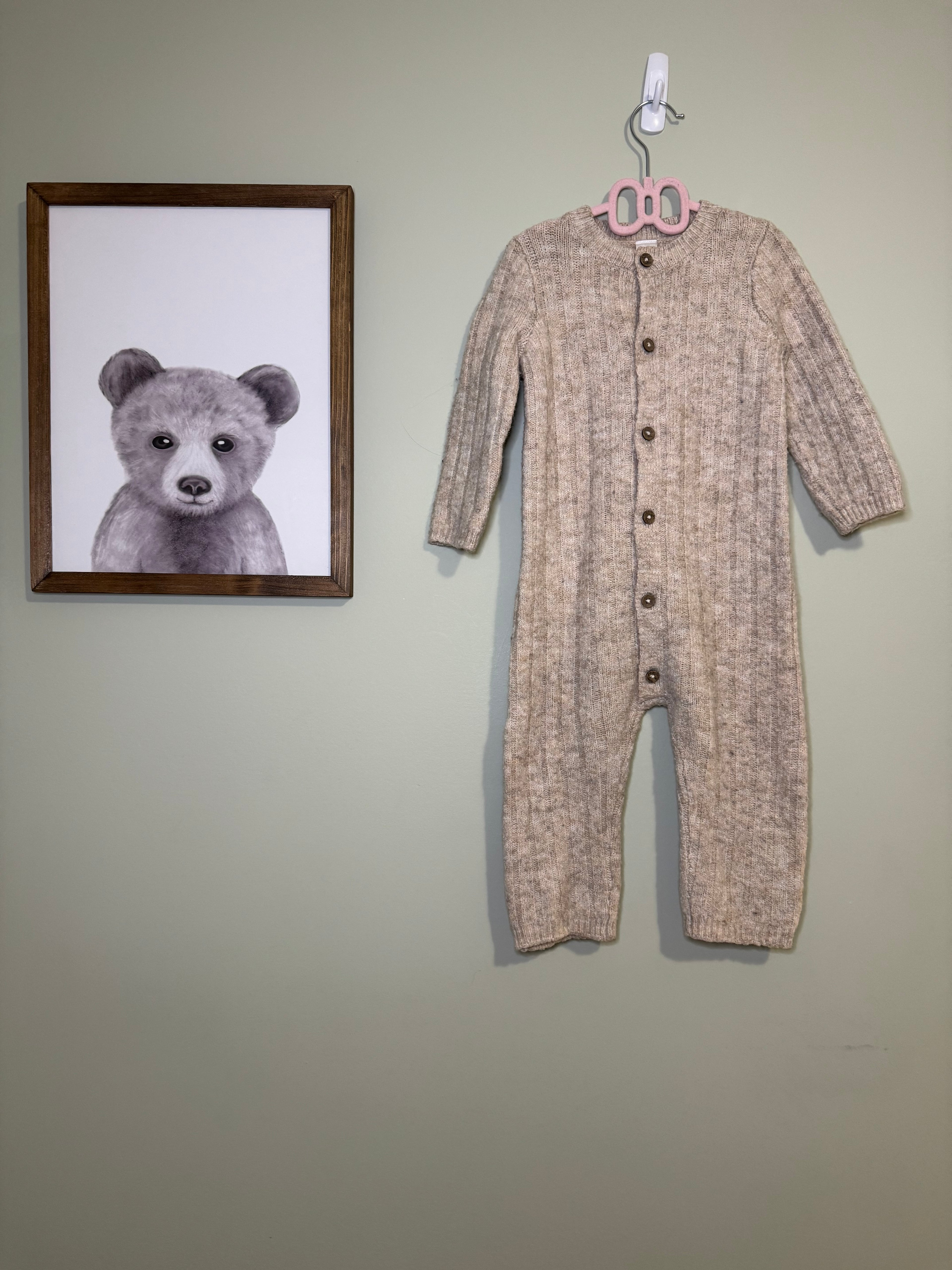 George – Knit Button-Up Romper (Oatmeal) – 18-24M