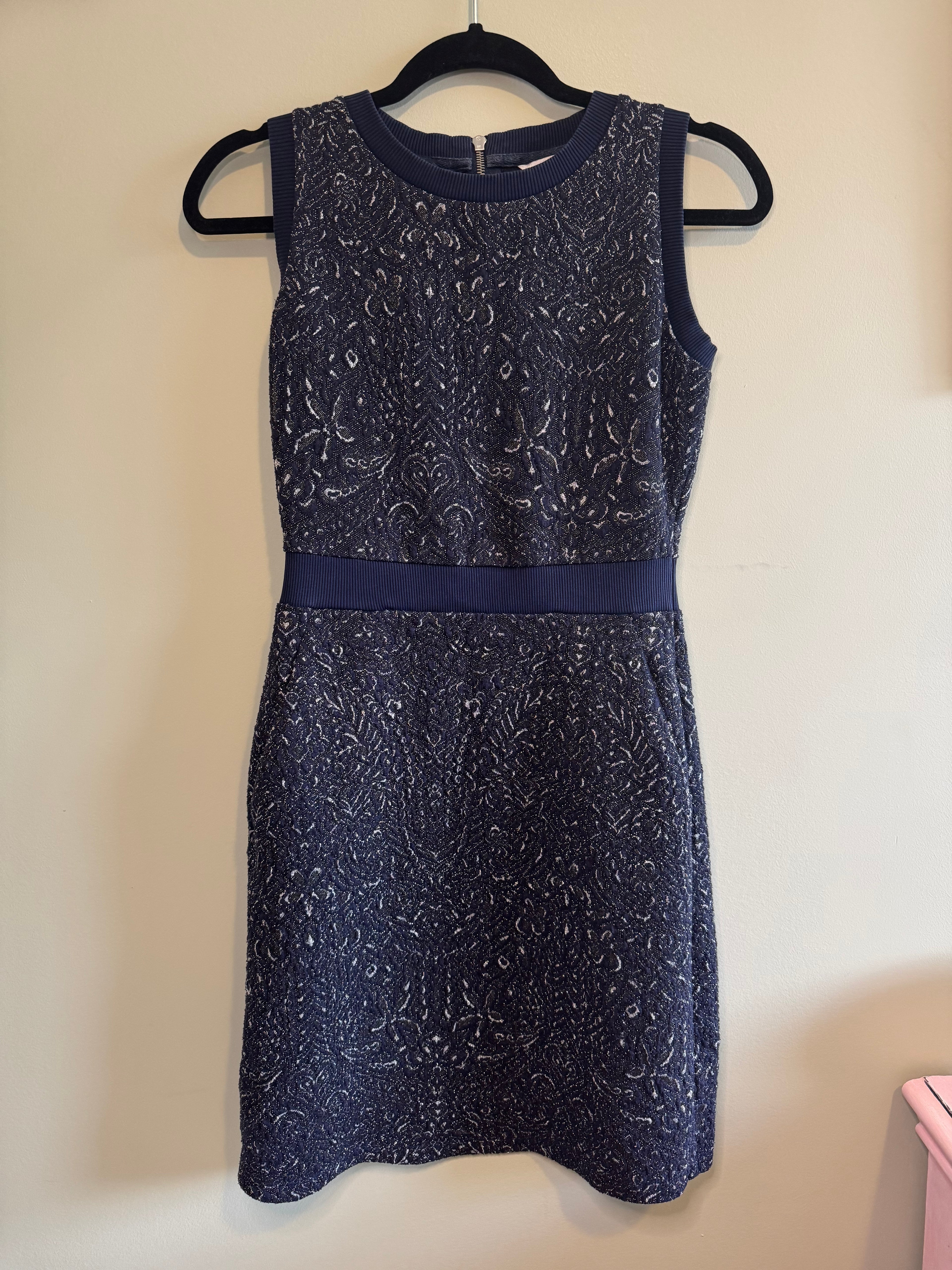 Next – Navy Shimmer Dress – UK 8 (US 4)