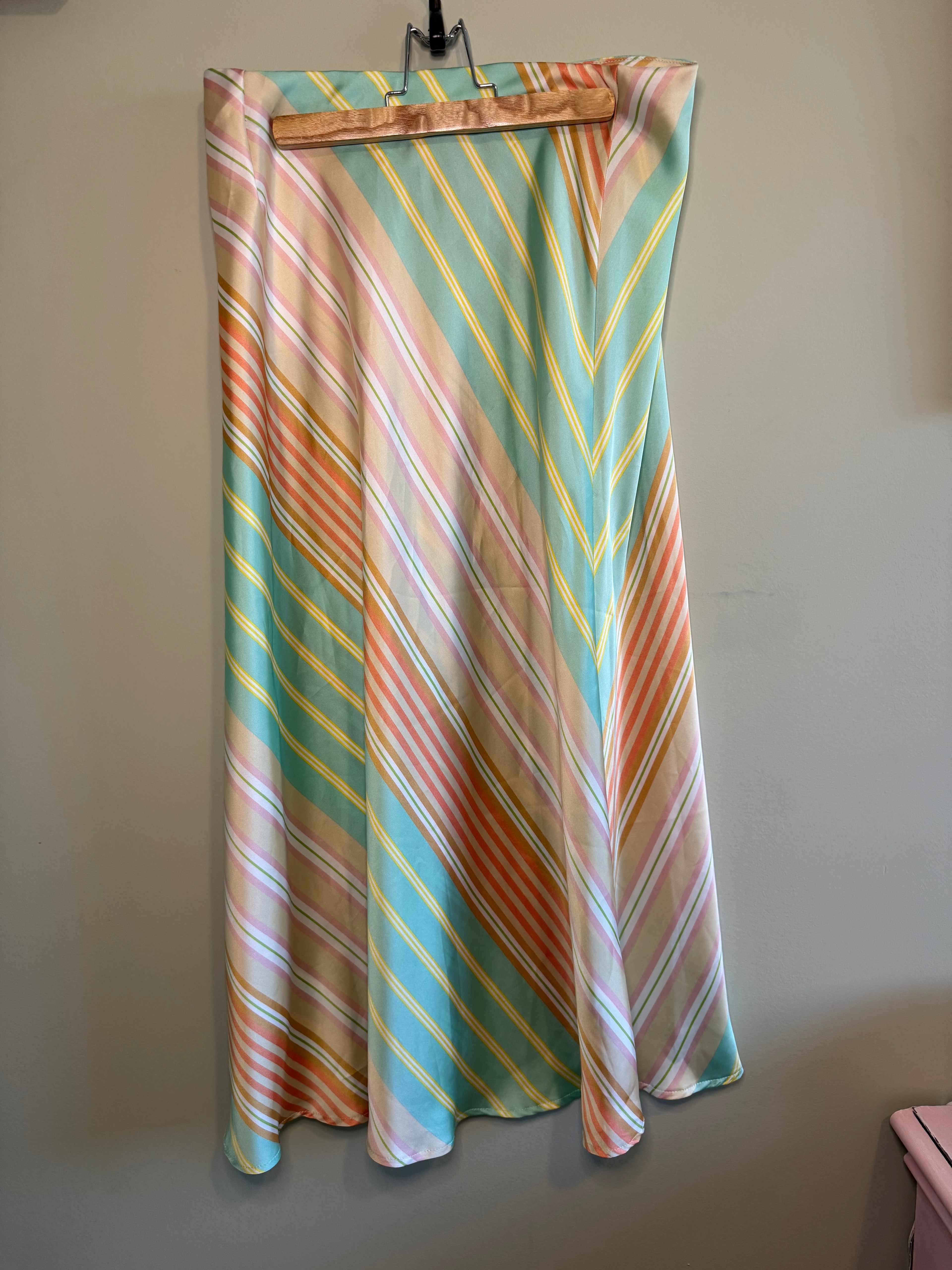 Zara – Satin Stripe Midi Skirt – Medium