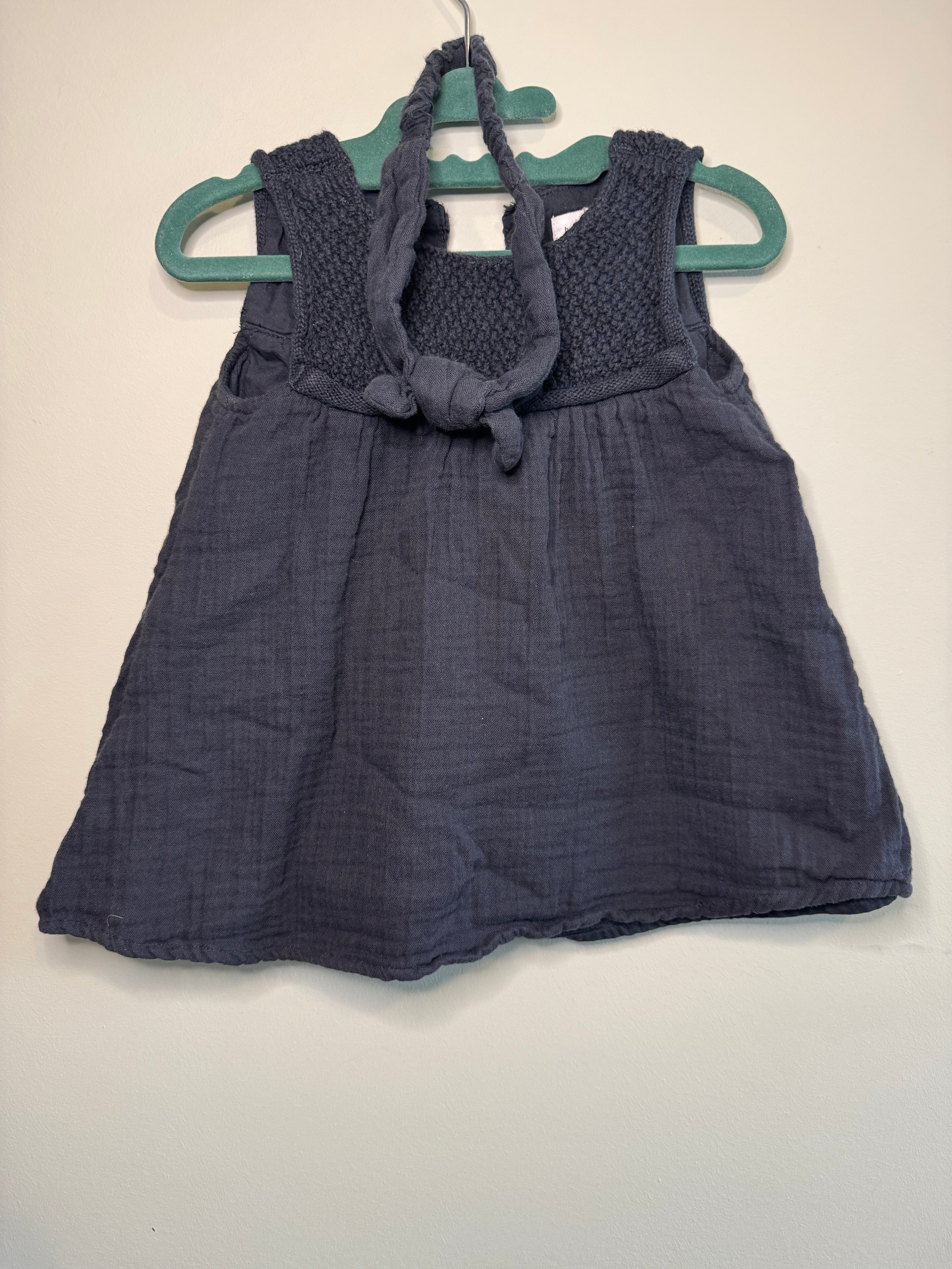 Baby Gap – Smocked Dress, Bloomers & Headband Set (Charcoal) – 6–12M