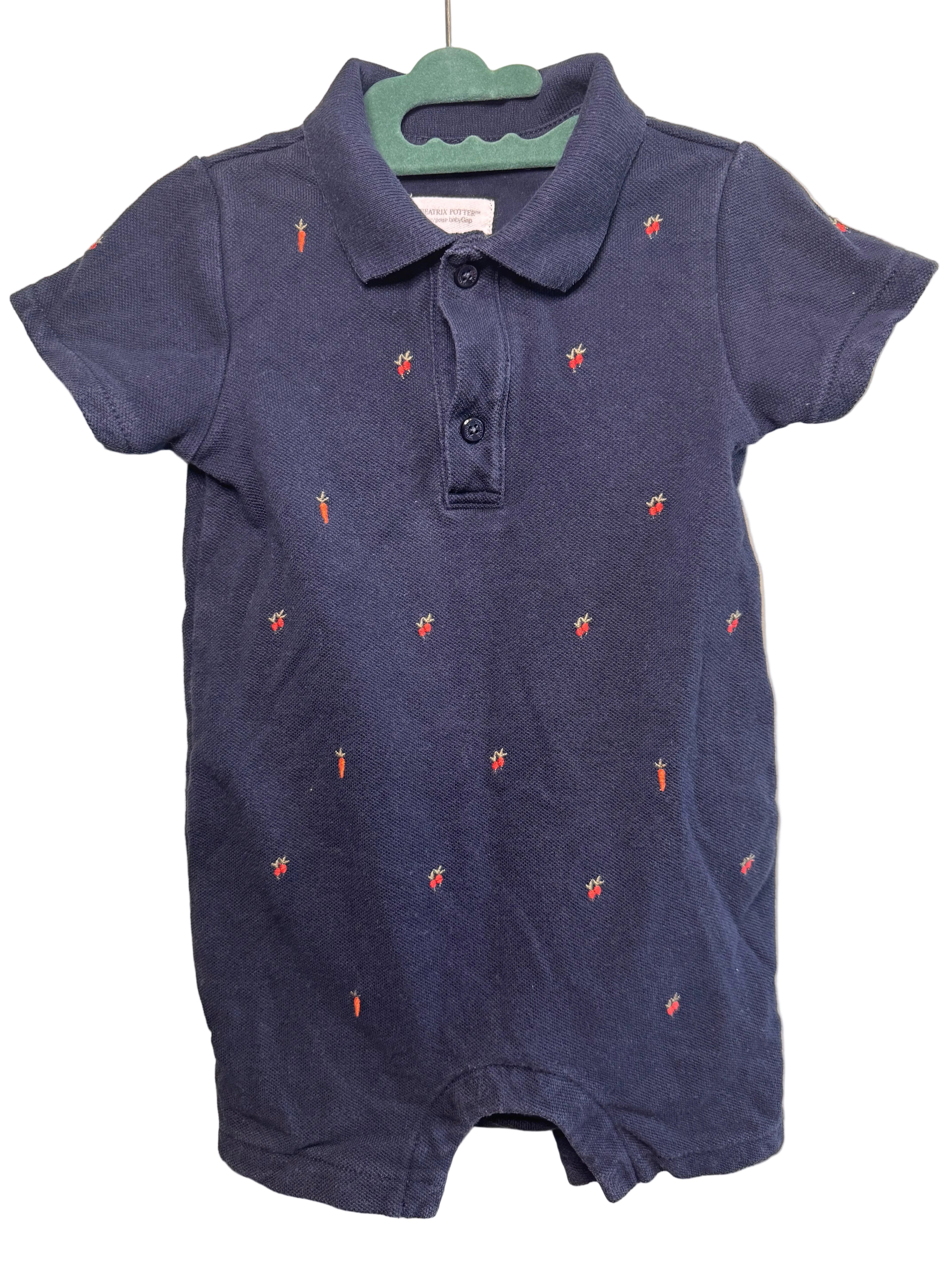 Beatrix Potter for Baby Gap – Embroidered Polo Romper (Navy) – 18-24M