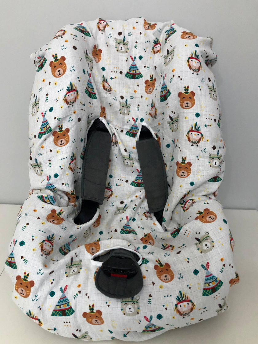 Muslin Baby Car Seat Cover – Double-Sided, 100% Cotton